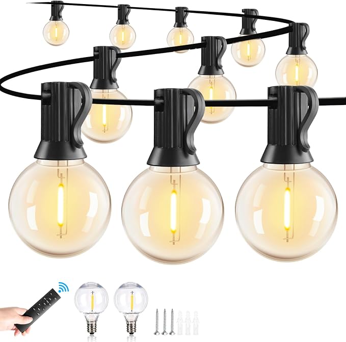 Yusist 120ft Outdoor LED Globe String Lights Dimmable Waterproof Shatterproof Light Strings with 40 G40 Bulbs Connectable Commercial Hanging Lights for Patio House Backyard
