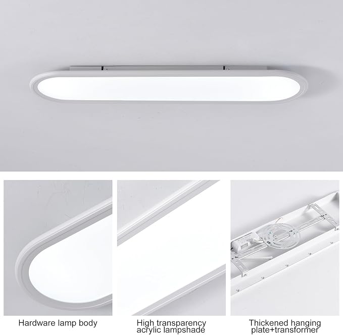 27.6-Inch Dimmable LED Linear Ceiling Light, 36W Low Profile | Ultra-Thin White Fixture with APP & Remote, 3000K-6500K, 10%-100% Brightness for Kitchen, Bedroom, Hallway and Study