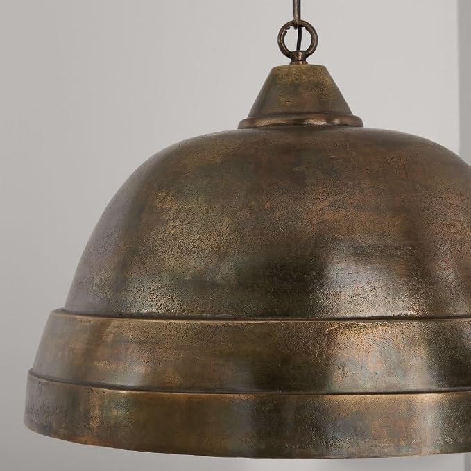 Capital Lighting 335313XB Sedona Handcrafted Sand-Cast Aluminum Industrial Metal Dome Pendant, 1-Light 100 Watts, 20" H x 28" W, Oxidized Brass