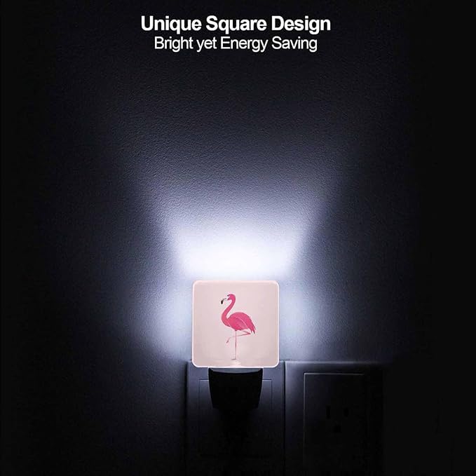 LED Night Light,Romantic Pink Flamingo LED Night Light Plug into Wall with Dusk to Dawn Light Sensor White Energy Efficient Nightlight for Bedroom Bathroom Hallway Living Room Kitchen