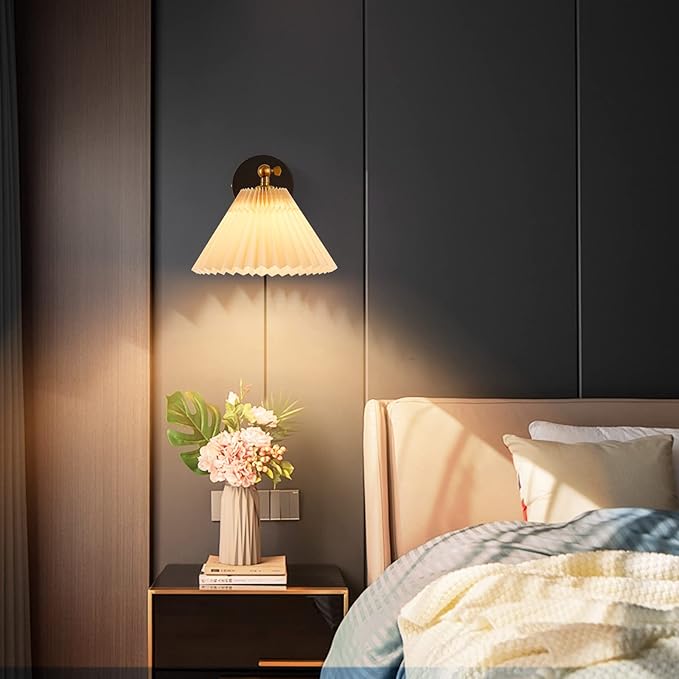 Wall Sconce Plug in, white Plug in Wall Light Set of 2 Fixtures,Wall Lamp with Plug in Cord and On/Off Switch,, Adjustable Industrial Vintage E26 Wall Sconce， for Reading Bedroom Hallway Living Room