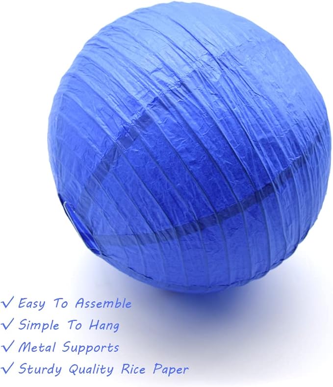 3pcs Paper Lanterns Decorative Round Chinese Paper Lanterns for Birthday Halloween Wedding Baby Bridal Shower Home Decor Party Decoration (12in/Jewel Blue)