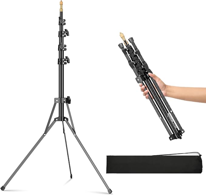 Godox Light Stand 210CM/83.9 in Extendable Photography Light Stand with 1/4” & 3/8” Universal Screw Reversible Portable Studio Lighting Tripod with Carry Bag Portable for Strobe Light Camera Softbox