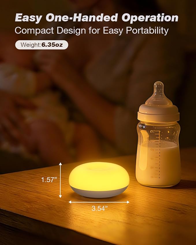 Baby Night Light, 0 Blue-Light Nursery Egg Light for Breastfeeding, Flip Design, Soft BPA Free, 3 Colors & Dimming, Rechargeable Portable Touch Nightlight for Kids Toddler