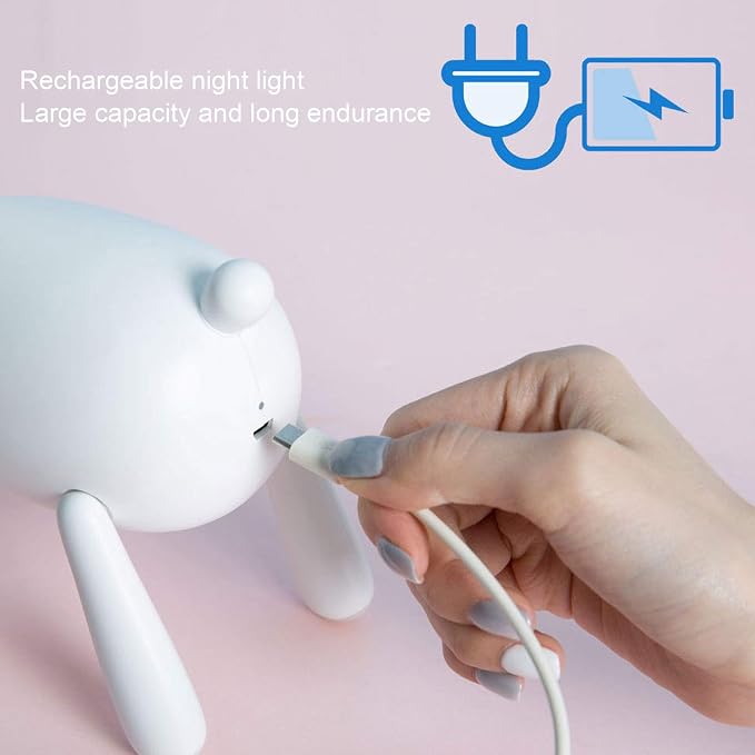 LED Night Light, Cute Deer Night Lamp, Cartoon Deer-Shaped Table Lamp, Portable Reading Table Night Lamp USB Charging Bedroom Decoration(White)