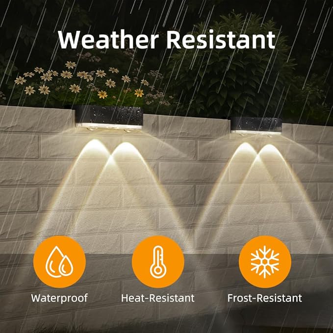 Peasur Solar Fence Lights Outdoor, 8 Pack Step Light Solar Powered, Waterproof LED Deck Lights for Stairs Railing Yard Patio Outside(Cool White)