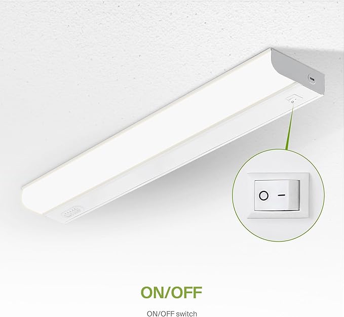 ASD 2 Pack 24 Inch Hardwired LED Under Cabinet Lights, On/Off & 5CCT Switch 2700K-5000K, 12W 1051LM CRI90+, Direct Wire Low Profile Linkable Fixture, Dimmable Under Counter Kitchen Lighting, White, UL