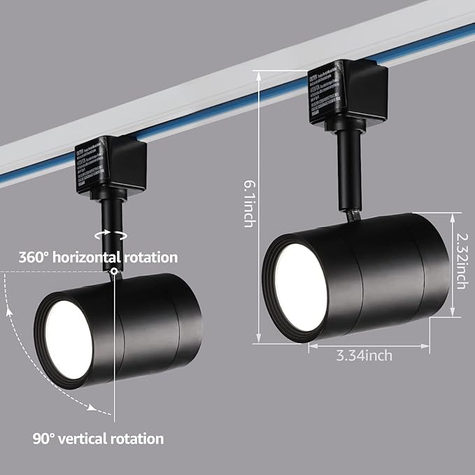 LEONLITE Small Space Series 8.5W LED H Track Lighting Heads, ETL Listed, Dimmable H Track Light Heads for Store Shop Cafe, CRI90, H Track Lighting, 4000K Cool White, Matte Black, Pack of 4