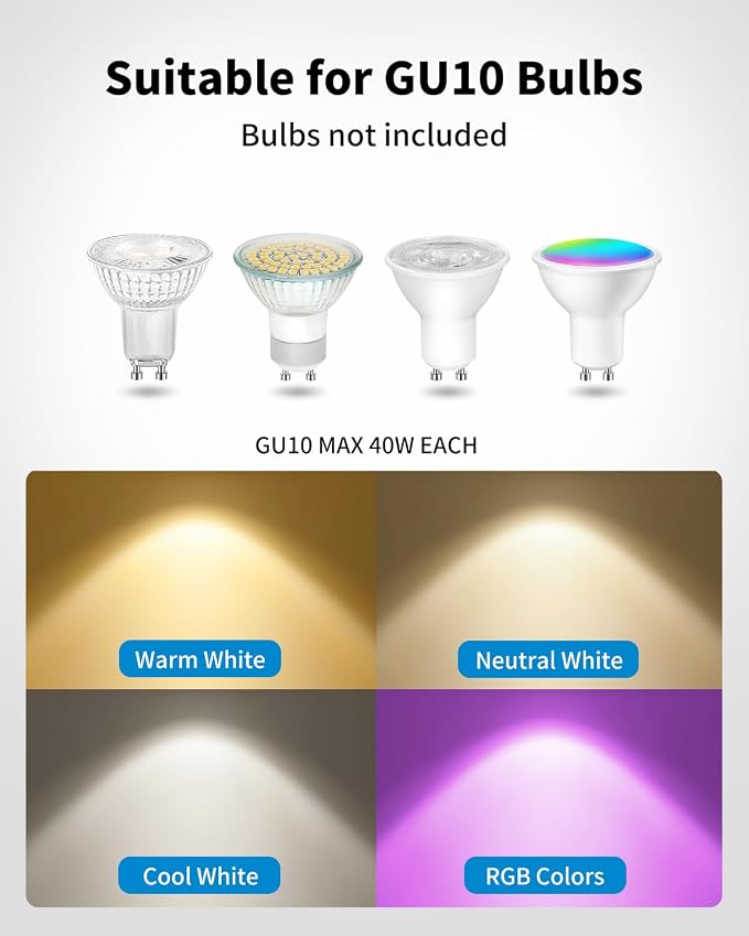 LVWIT 4-Light Track Lighting Fixtures Ceiling with Flexibly Rotatable Head, Modern White Track Lighting Kit, Ceiling Spotlights for Kitchen, Living Room, Bedroom (GU10 Socket, Bulbs not Included)