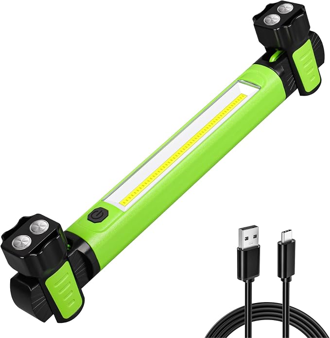 Work Light, 2500LM Bright LED Work Lights, 5200mAh Rechargeable Magnetic Underhood Work Light with Hooks, Cordless Battery Powered Mechanic Light for Car Repairing/Inspection/Garage/Workshop/Emergency
