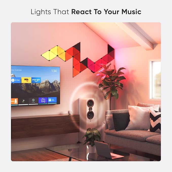 Nanoleaf Shapes Triangle Lights, Smart RGBW LED Wall Light Panels, 15PK | Compatible with Alexa Google Assistant, Home Wall Decor for Living Room with Music Sync, Smarter Kit