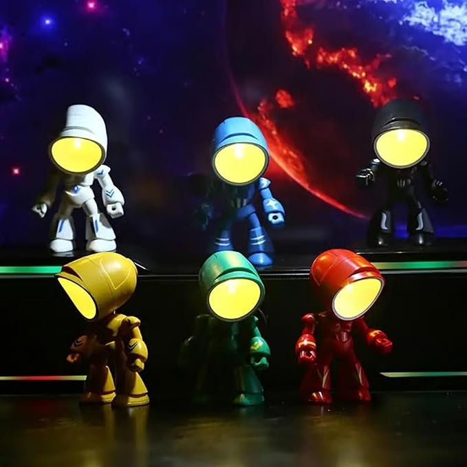 2PCS Lonely Robot Cartoon Cute Robot Design Companion Table Light, LED Mini Night Light, Mini Portable, for Bedroom Office, Thanksgiving Gifts (2pcs-A)