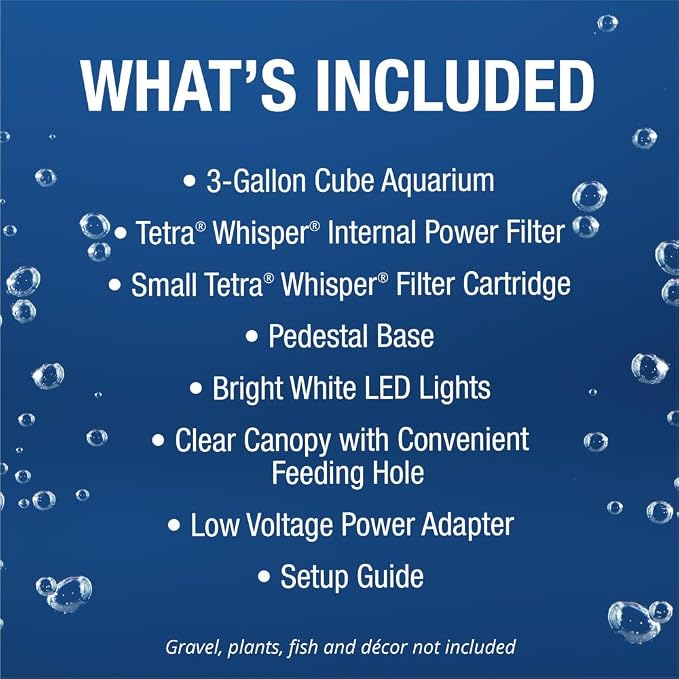 Tetra Cube 3 Gallon Starter Fish Tank Kit | Aquarium Kit Includes LEDs, 3 Gallon Acrylic Tank, Filter & Cartridge, For Small Tropical Fish, Guppies, Goldfish, or Betta