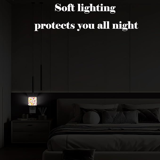 Retro Spring Flower Night Light,Plug Into Wall with Dusk to Dawn Light Sensors, Warm Nightlights for Bedroom,Bathroom,Hallway,Kitchen,Gifts Ideal for Boys Girls Women Men