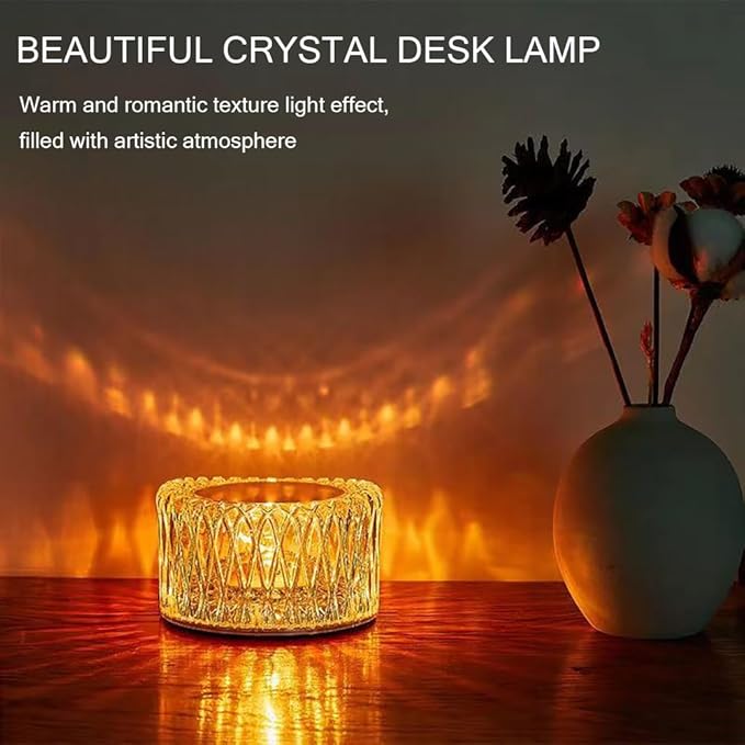 Portable Crystal LED Table Lamp, 3-Levels Brightness Desk Lamp,3 Color Touch Control Rechargeable Lamp for Bedroom Living Room Decor (3 Color)