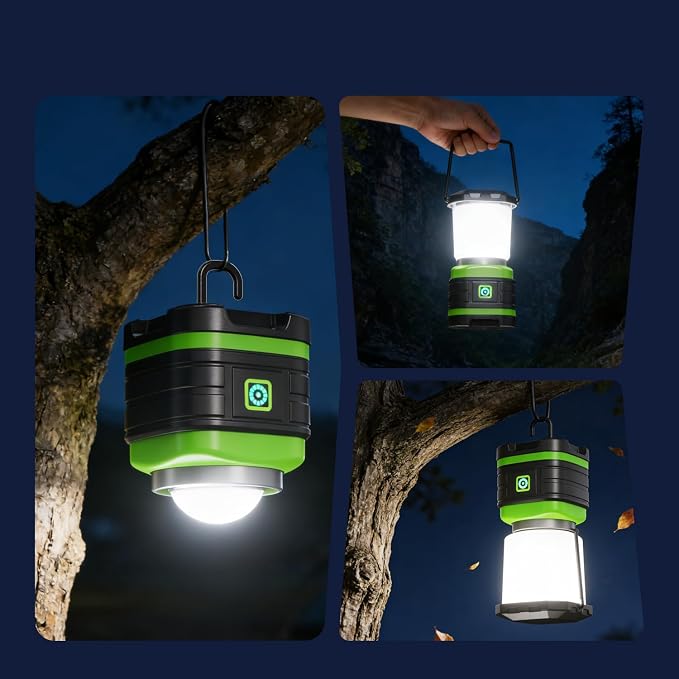 Lichamp LED Camping Lantern, Battery Powered LED Lights Camping Essentials, Portable Lanterns Flishlights for Emergency, Hurricanes, Outdoor Hiking, Power Outages, Survival Gear and Home Use, 2 Pack