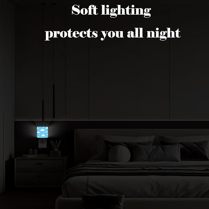 Clouds and Blue Sky Night Light,Plug-in Night Lights with Dusk-to-Dawn Sensor for Stairway,Hallway,Bedroom Sleep Friendly Ideal for Women/Girls/Boys Gift,0.5w