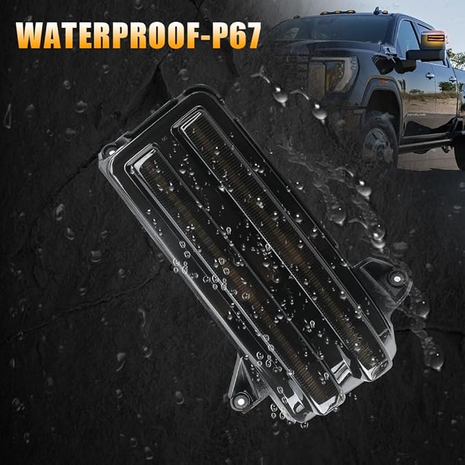 ROCCS Sequential Amber Turn Signal Switchback LED Side Tow Mirror Marker Light White DRL Parking Lights fit for 2020 2021 2022 2023 2024 2025 2026 Chevy Silverado/GMC Sierra 2500 3500,Smoked Lens