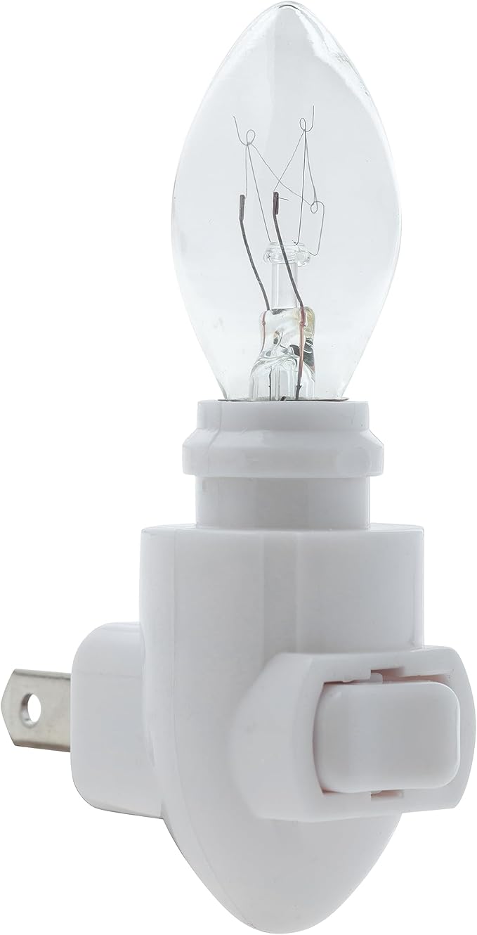 Plug in Night Light Module Includes 4 Watt Bulb, White Plastic, Great for Making Your Own DIY Decorative Night Lights, Pack of 4