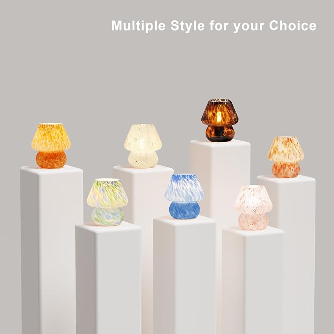 Mushroom Lamp Small Lamp Table Lamp for Bedroom, Desk Bedside Lamps for Living Room,Mushroom Decor Cute Mini Modern Mid Century Lamps for Night Stands,Aesthetic Home Decor (Flame Black)