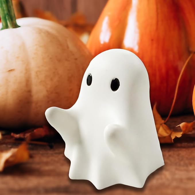 Halloween Finger Ghost Figurine Cute Cartoon Spooky Resin Middle Finger Statue Decor Halloween Ghost Sculpture Tabletop Ornament for Holiday Desk Bookshelf Art Display Supply