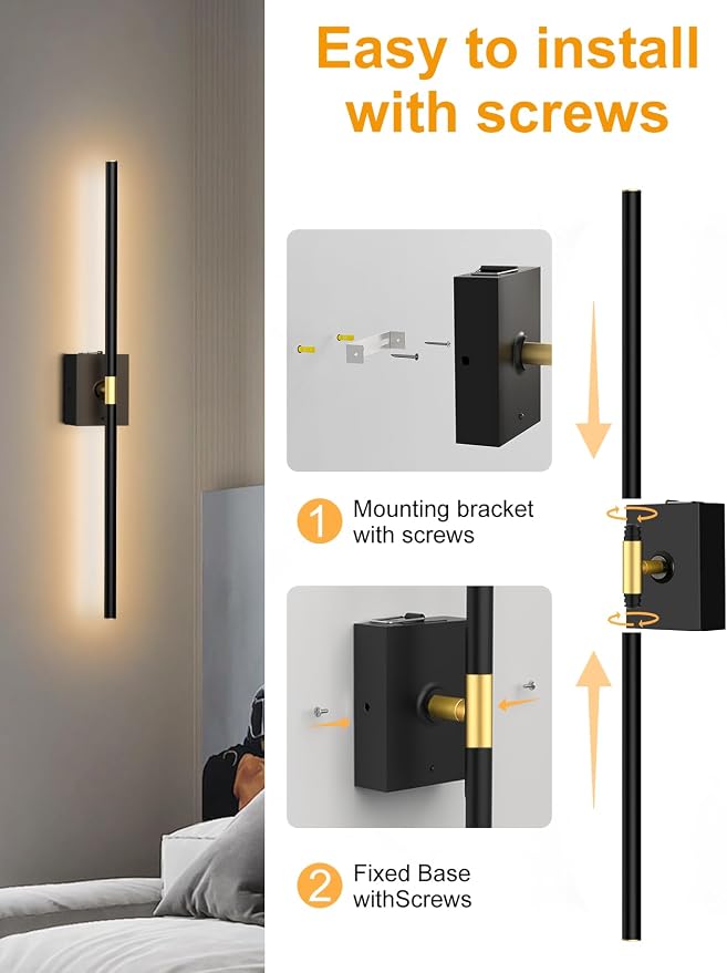 Battery Operated Wall Sconces Set of 2, Wireless Rechargeable Wall Lights | 10000mAh, Remote Control, 4CCT Dimmable, 360° Rotation, Modern Home Decor for Living Room, Bedroom, Hallway, Picture Lighting