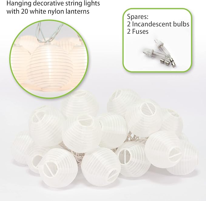 Lantern String Lights Plug in,20 Count Mini White Lantern Lights for Bedroom, Decorative String Lights Indoor Outdoor Porch Balcony Decor
