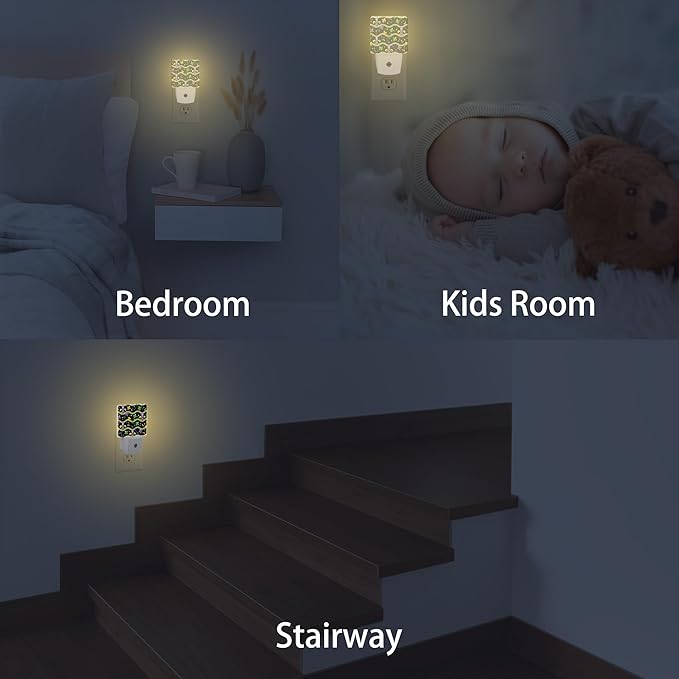 Mardi Gras Horizontal Wavy Stripes Night Light with Dusk to Dawn Sensor, LED Night Light for Bedroom, Kitchen, Bathroom, Hallway, Nursery, Stairs