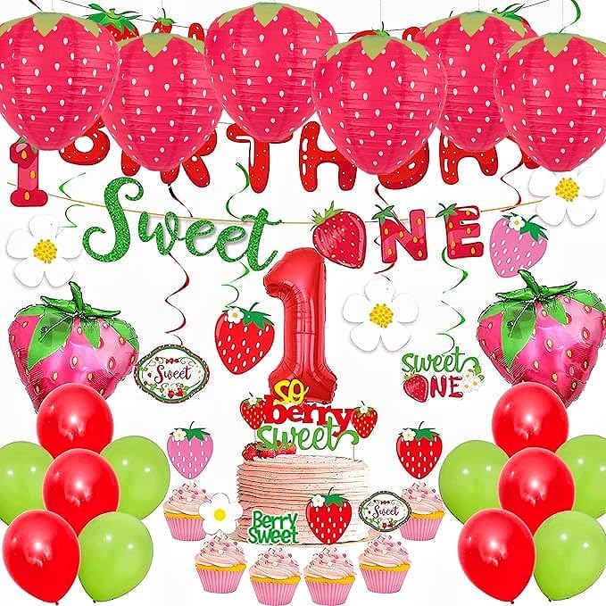 8PCS Strawberry Paper Lanterns, Strawberry Hanging Paper Lantern Decorations Strawberry Decoration Hanging for Room Birthday Party Wedding Garden Decor - 8 Inch, Red