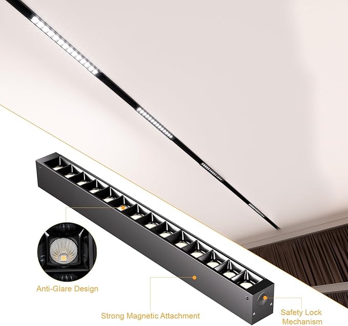 4 Pack Grille Spotlight Magnetic Track Head, 24V 15W Dimmable LED Lamp for Track Lighting with APP & Remote Control, Adjustable Brightness & CCT (3000K-6000K), LED Ceiling Lighting