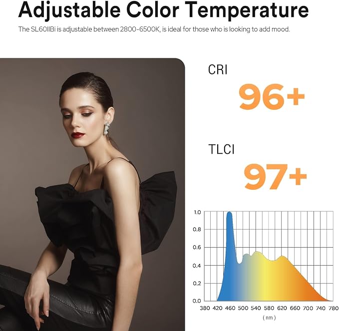 Godox SL60IIBi Bi-Color LED Video Light, 75W 25100Lux@1M CRI 96+ 11 FX Effects APP Control Bowens Mount Photography Continuous Light for Photography&Video