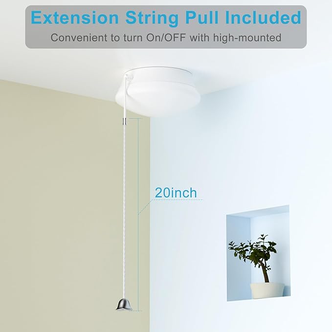 Lightdot 2 Pack 7” Modern LED Ceiling Light with Pull Chain 12W 4000K, 1300lm, 125W E26 Bulb Replacement, Energy Saving Flush Mount Lighting for Closets/Bedroom/Corridor