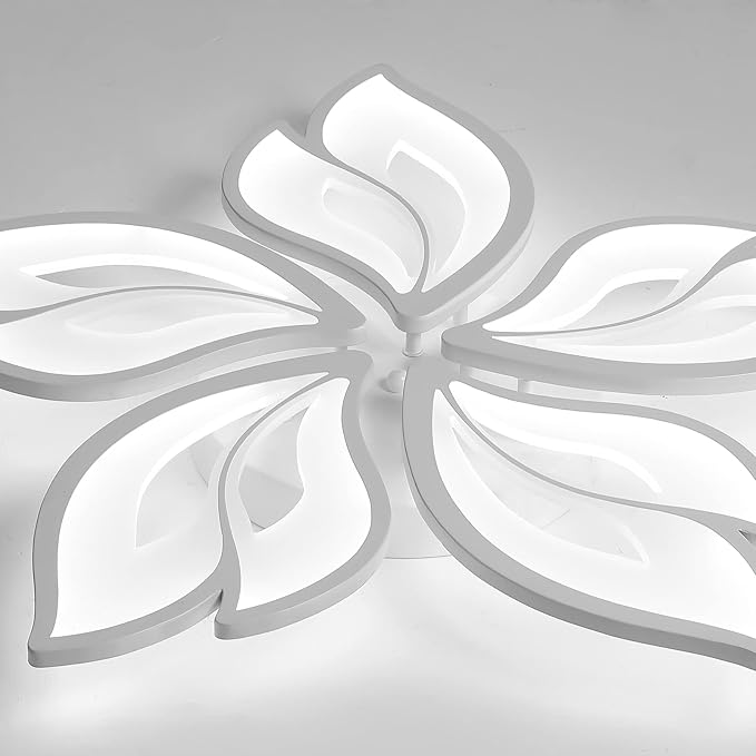 Garwarm Modern LED Flush Mount Ceiling Light, 23.6" Dimmable with Remote | 60W Acrylic Floral Low Profile Ceiling Light Fixture with Memory, 3000K-6500K for Bedroom, Living Room, Dining Room & Kitchen