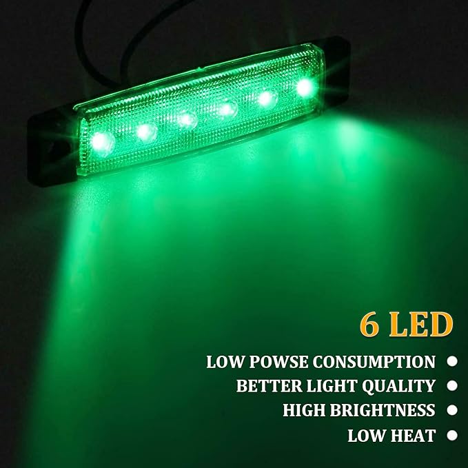 PSEQT LED Boat Interior Lights Marine Courtesy Light Strip Deck Transom Cockpit Navigation Lighting Waterproof for Fishing Pontoon Kayak Yacht Sailboat (Green 10Pcs)