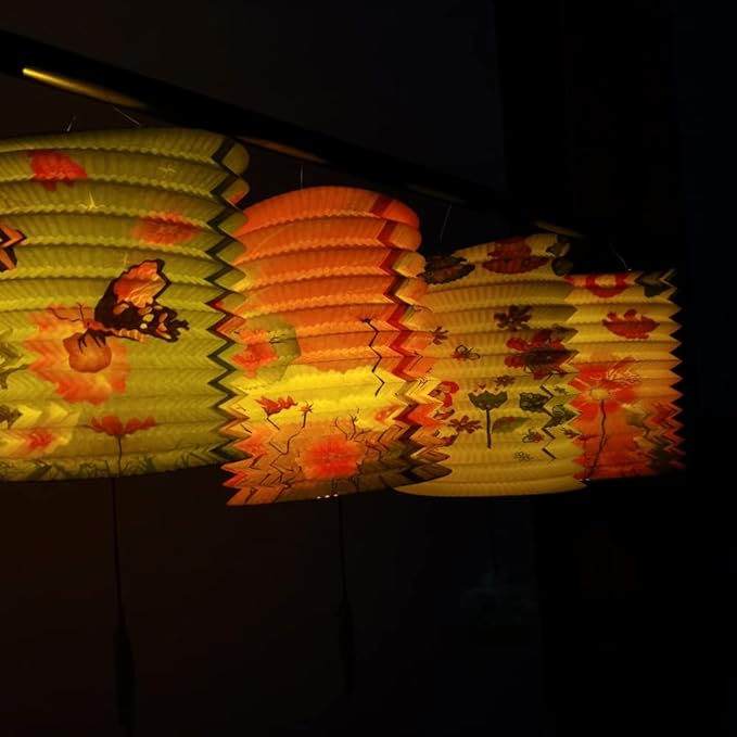 12Pack Chinese Japanese Hanging Paper Lanterns, Colorful Asian Chinese Flower Lanterns Lamp Shades, Festival Decoration for Chinese Lunar New Year, Celebration, Oriental Party