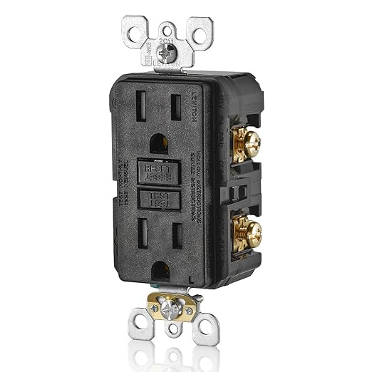 Leviton GFCI Outlet, 15 Amp, Self Test, Tamper-Resistant with LED Indicator Light, Protection from Electric Shock and Electrocution, GFTR1-E, Black (Pack of 10)