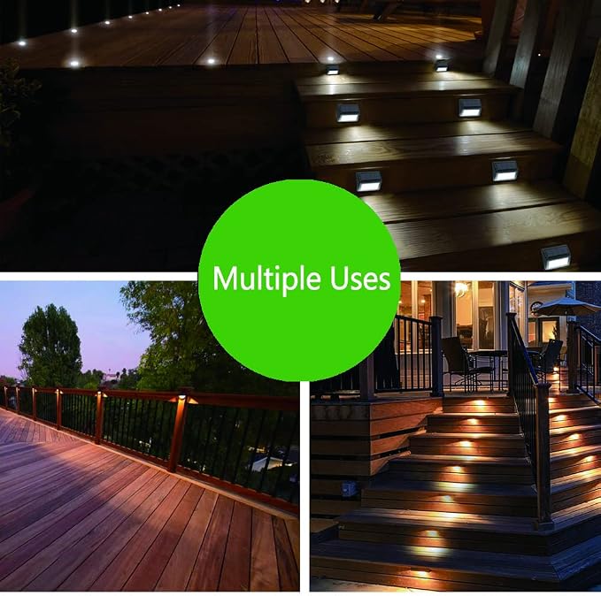 Solar Lights Outdoor, Waterproof Solar Powered Deck Step Lights for Patio Garden Backyard Garage Driveway Pathway Outside Wall Lighting (6, Warm White)