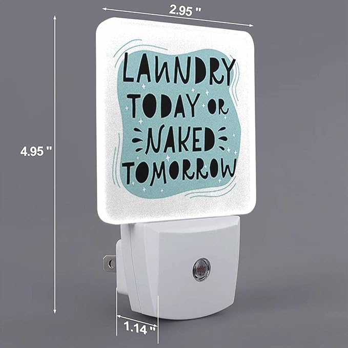 LED Night Light,Laundry Funny Doodling Letters White LED Night Light Plug into Wall with Dusk to Dawn Light Sensor White Energy Efficient Nightlight for Bedroom Bathroom Hallway Living Room Kitchen