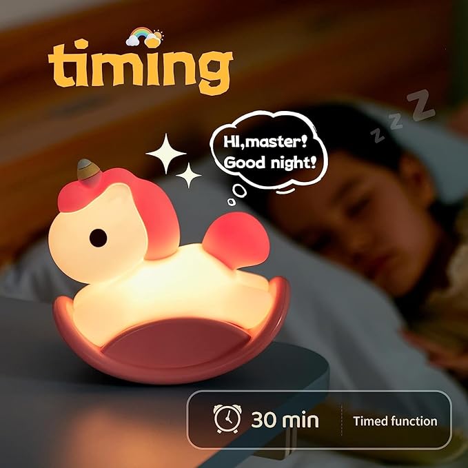 Night Light for Kids, Cute Squishy Unicorns Bedside Lamp, Kawaii Animals Silicon Light Up for Boys and Girls, LED Decor Nightlight for Toddler Bedroom and Kid Room.