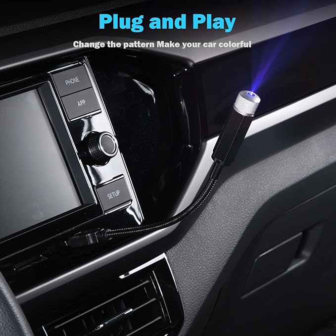 LEDCARE USB Projector Night Light, Portable Adjustable Star Roof Light Car Interior LED Romantic Atmosphere Star Projector for Cars Trucks Bedroom Party Decoration((Violet Blue)