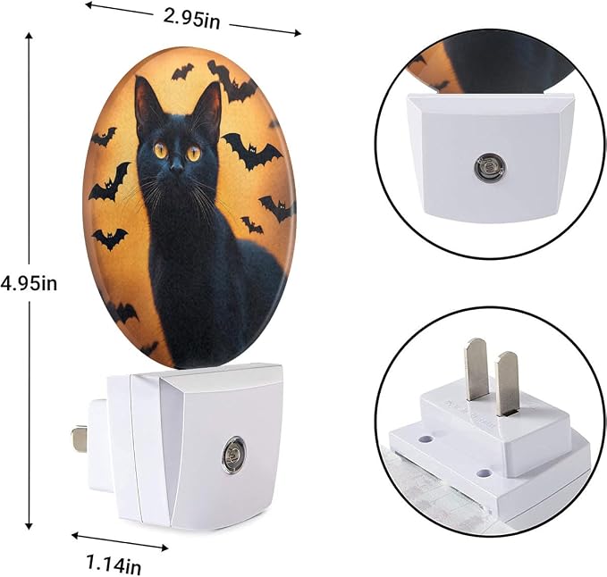EKOBLA Black Cat Night Light, Cool Halloween Animal Night Lights Plug Into Wall with Dusk to Dawn Sensor for Gifts and Home Decor