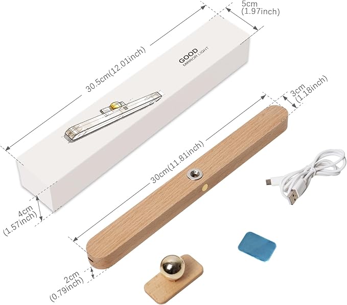 Led 360° Rotatable Magnetic Battery Operated Wall Lights USB Rechargeable Dimmable Led Vanity Night Light for Reading Light, Makeup Light and Household Lighting (Brown 1PCS)