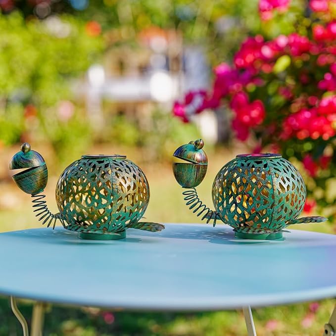 Solar Lanterns Outdoor Waterproof, 2 Pack Tortoise Garden Lights Staked Solar Powered Lanterns for Yard Patio Pathway, 2025 Gardening Lovers Mom Gifts
