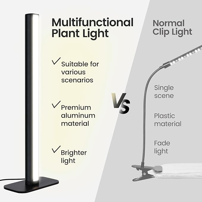 Grow Lights Indoor Plants, 20W 169 LED Full Spectrum with Timer | Hanging Plant Growth Light with Adjustable Dimmable On/Off Switch,16.8in Height Stand Vertical Lamp for Seed Starting Growth
