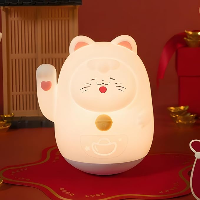 Cute Cat Night Light for Kids, LED Nursery Lamp Dimmable & Rechargeable, Warm Glow for Night Feeding, Nursery & Room Décor Lamp with Gift-Ready Design