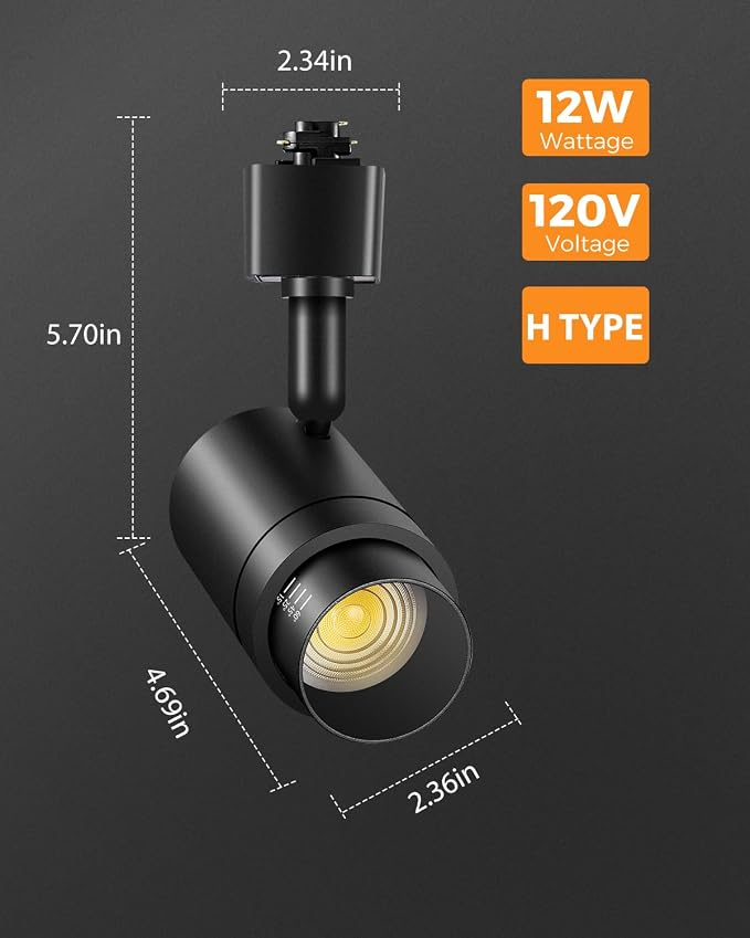 Zoomable 8-Light LED Track Lighting Kit with 6.6FT H Track Lighting Rail & Floating Canopy Connector, Modern Kitchen Track Lighting Fixtures Ceiling Spotlight, 12W Track Heads 3000K Black