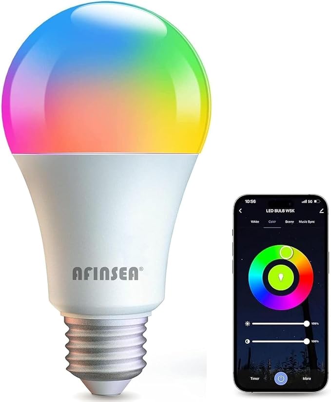 Smart Light Bulbs,WiFi & Bluetooth LED Light Bulb that Compatible with Alexa & Google Home, Color Changing Light Bulb, 9W A19 E26 2.4Ghz WiFi Light Bulbs 60 watt Equivalent,