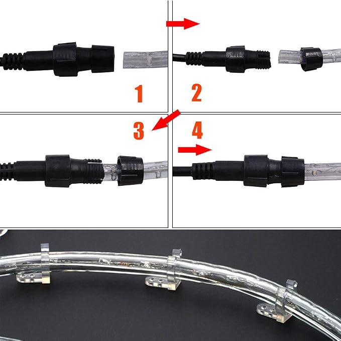3.3ft 2-Wire Waterproof LED Rope Light Kit, 1/2" Rope Lights, 110V-120V PVC 30 LED/M Tube Lights Strip for Background Lighting, Outdoor Decorative Lighting, Christmas(Multi-Color)