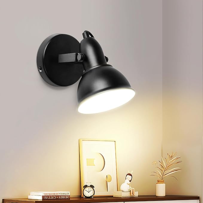HiBay 1-Light Track Lighting Black, Directional Ceiling Wall Spotlight | Industrial LED Track Spot Light Fixture Indoor for Kitchen Bedroom Bedside, E26 Base, Bulbs Not Included