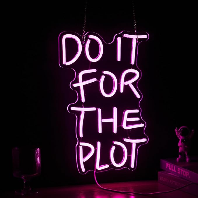 Do It For The Plot Neon Sign 16.5 "* 12.6" Dimmable Words Neon Light for Wall Decor by USB Powered LED Pink Letter Light Up Sign For Bedroom Office Party Wedding Bar Decoration Gifts for Friend